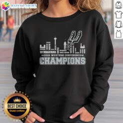Funny San Antonio Spurs 2026 Western Conference Champions Wembanyama Vassell Castle Sweashirt displayed on a hanger