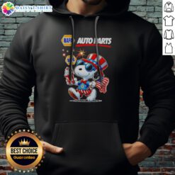 Funny Snoopy X Napa Auto Parts Fourth Of July American 250 Years 1776 2026 Fireworks Hoodie featuring vibrant fireworks design.
