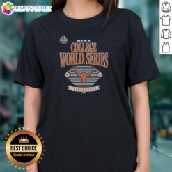 Funny Texas Longhorns 2026 Men's College World Series Omaha NCAA Baseball Logo Team Ladies Shirt in vibrant colors.