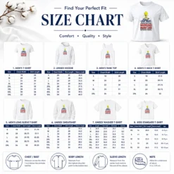 Size chart for Funny Tweety Bird Just Once I'D Like To Read A Medication Label Warning with measurements in inches and cm