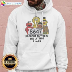 Hot 8647 Brought To You By The Letters F And U Hoodie in black, front view with drawstring hood and kangaroo pocket