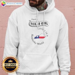 Hot To Just A Texas Girl Living In A Kentucky World Texas Kentucky State Hoodie in charcoal gray, unisex pullover with front pocket
