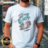 Nice Miami Dolphins Florida State Seminoles NFL NCAA Ripped Effect Shirt displayed on a hanger