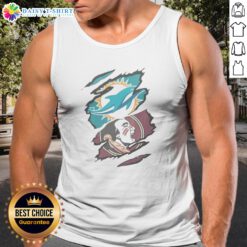 Nice Miami Dolphins Florida State Seminoles NFL NCAA Ripped Effect Tank Top featuring a unique ripped design.