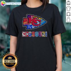 Nice MO Chiefs Royals Cardinals Blues Sporting Arrowhead Logo Ladies Shirt featuring a comfortable fit and vibrant design.