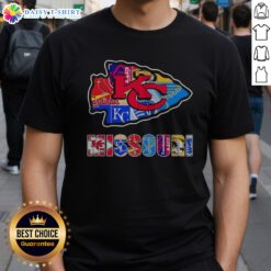 Nice MO Chiefs Royals Cardinals Blues Sporting Arrowhead Logo Shirt featuring team colors and emblematic design.