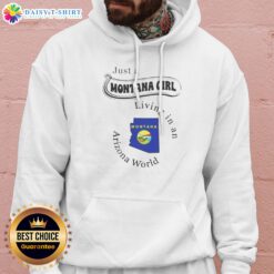 Nice To Just A Montana Girl Living In An Arizona World Montana Map Hoodie in dark gray, front view