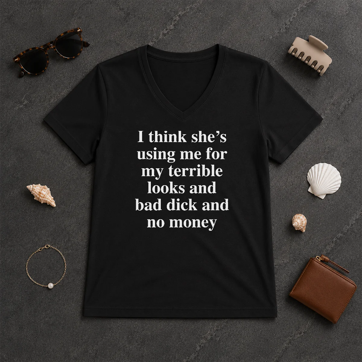 Official I Think She'S Using Me V-Neck Shirt Official I Think She'S Using Me V-Neck Shirt