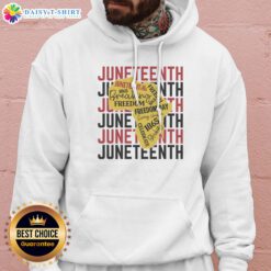 Official Juneteeth Pride Freedom Black History Hoodie displayed in a vibrant setting.