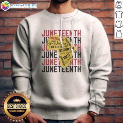Official Juneteeth Pride Freedom Black History Sweatshirt featuring vibrant colors and a bold design.