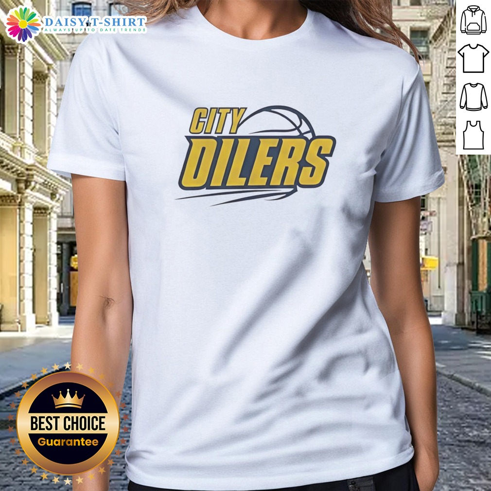 Original City Oilers Basketball Logo Design For Sports Fan Apparel T Shirt For The Team on Ladies Shirt Original City Oilers Basketball Logo Design For Sports Fan Apparel T Shirt For The Team shown as a ladies shirt preview