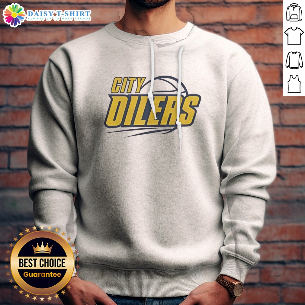 Original City Oilers Basketball Logo Design For Sports Fan Apparel T Shirt For The Team on Sweashirt Original City Oilers Basketball Logo Design For Sports Fan Apparel T Shirt For The Team shown as a sweashirt preview