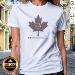 Original Digital Safety Commission Of Canada Maple Leaf Eye Circuitry Surveillance Ladies Shirt in white, featuring detailed eye circuitry and maple leaf design