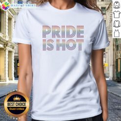 Original Paris Hilton Pride Is Hot Pride Month Retro Flag Ladies Shirt featuring vibrant colors and retro design