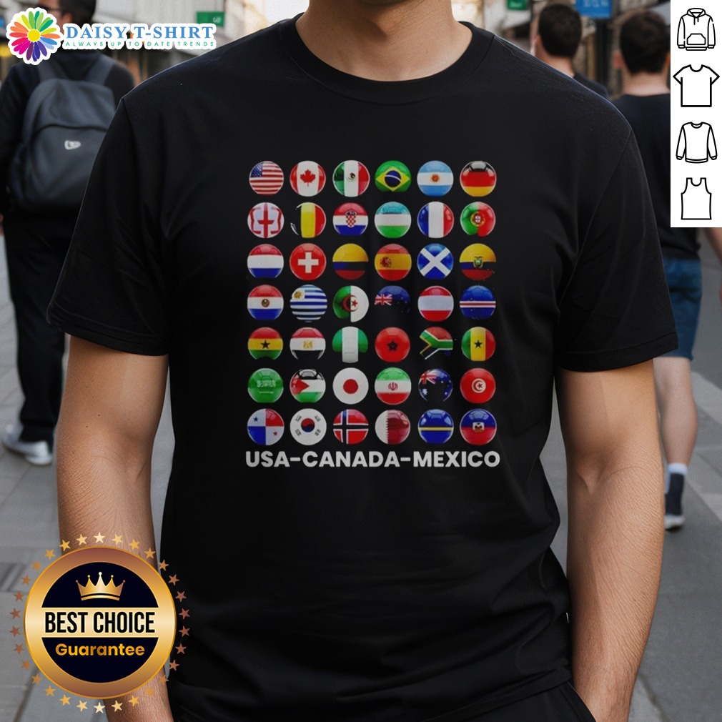 Original USA Canada Mexico International Soccer Tournament All Country Flags Shirt on Classic Shirt Original USA Canada Mexico International Soccer Tournament All Country Flags Shirt shown as a classic shirt preview