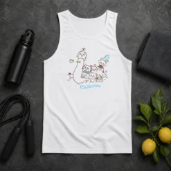 Premium Chiikawa Characters And Duck Friend Illustration From The Tank Top
