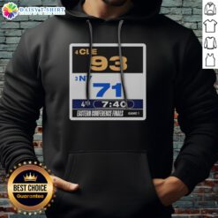 Premium Cleveland Cavaliers Vs. New York Knicks Eastern Conference Finals 2026 Hoodie displayed on a wooden background