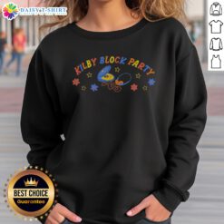 Pretty Compact Disc Player Headphones Audio Music Flowers Stars Kilby Block Party Sweatshirt featuring vibrant floral and star graphics.