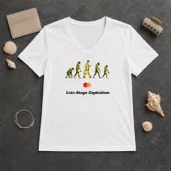 Pretty Late Stage Capitalism Idiocracy Evolution V-Neck Shirt