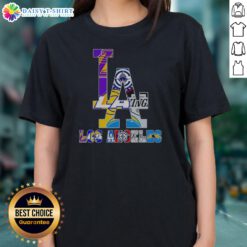 Pretty Los Angeles Sports Teams LA Logos Ladies Shirt featuring vibrant team logos on a comfortable fit.