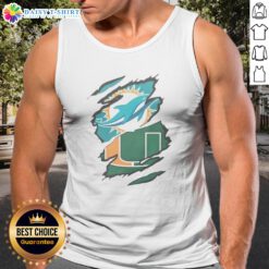 Pretty Miami Dolphins And Miami Hurricanes Ripped Logo Design Apparel Tank Top showcasing vibrant team logos