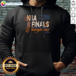 Pretty New York Knicks 2025 2026 NBA Finals Champions National Basketball Association Hoodie in navy blue with bold orange and white lettering