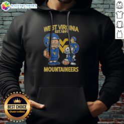 Pretty The Peanuts West Virginia Mountaineers Football Est 1891 Hoodie in navy blue with front graphic and hood