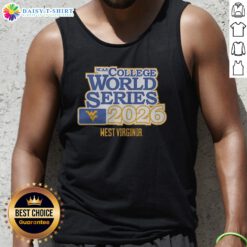 Pretty West Virginia Mountaineers Baseball 2026 NCAA College World Series Tank Top featuring team colors and logo