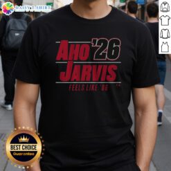 Top Aho Jarvis '26 Shirt displayed on a hanger, showcasing its unique design and quality fabric.