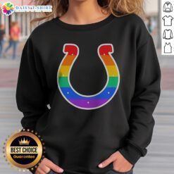 Top Indianapolis Colts Rainbow Horseshoe LGBTQ Pride Logo Football League Team Sweatshirt featuring vibrant colors.