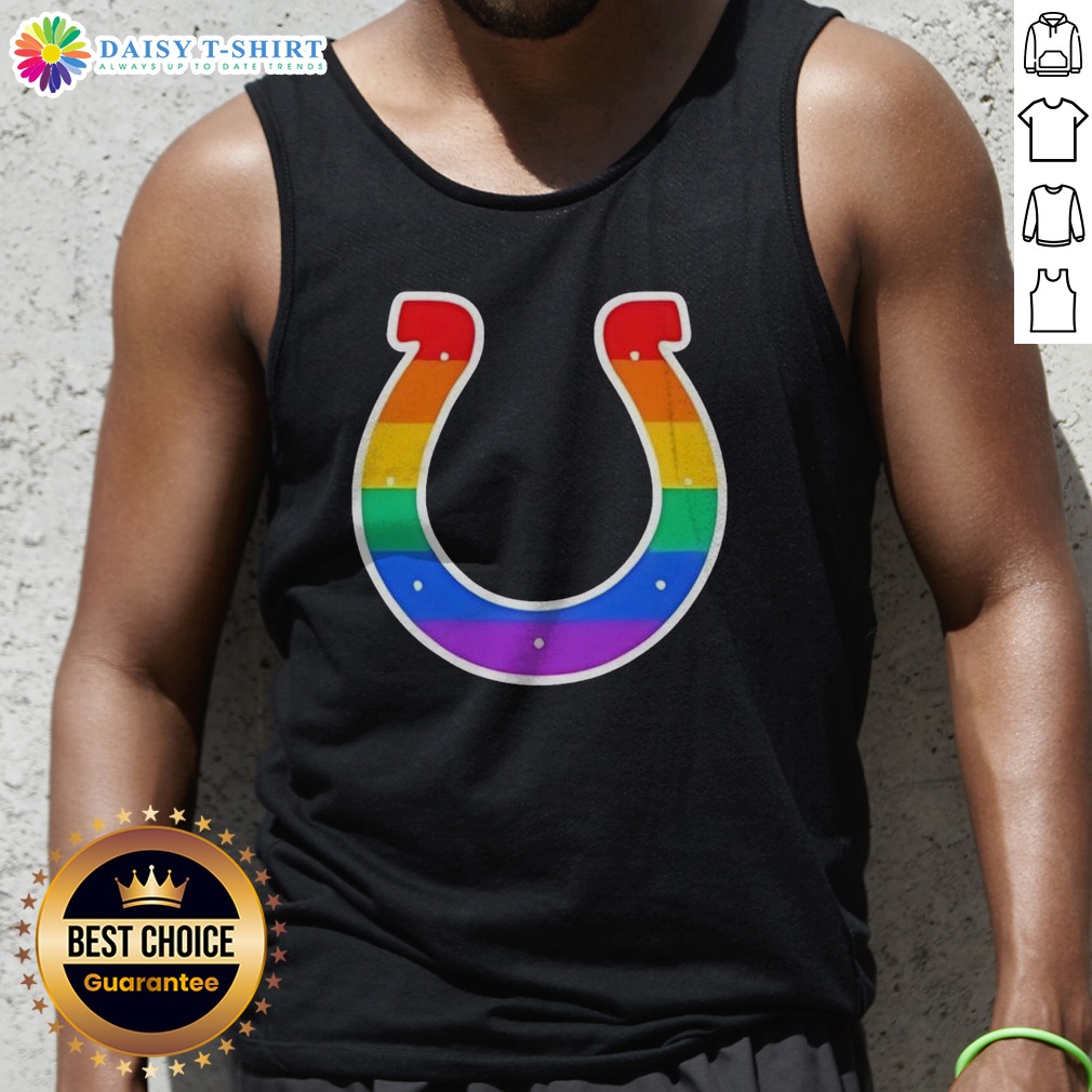 Top Indianapolis Colts Rainbow Horseshoe LGBTQ Pride Logo Football League Team Shirt shown as a tank top preview