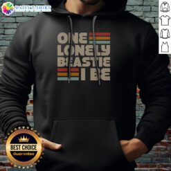 Top Nice One Lonely Beastie I Be Retro Stripe Bold Typography Art Hoodie in cozy fabric with vibrant retro stripes