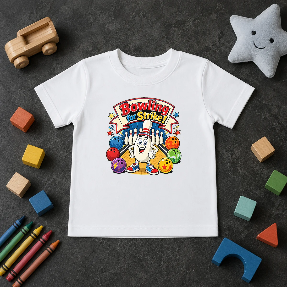 Awesome Bowling For Strike Cartoon Kids T Shirt Awesome Bowling For Strike Cartoon Kids T-Shirt