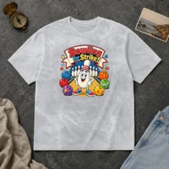 Awesome Bowling For Strike Cartoon Washed T-Shirt