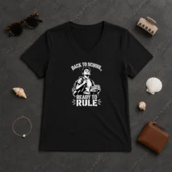 Awesome Funny Pretty Back To School Stencil For Proud Students V-Neck Shirt