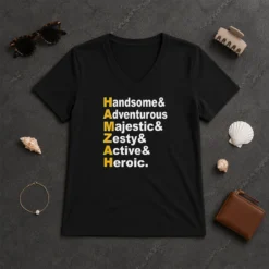 Awesome Hamzah Handsome Adventurous Majestic Zesty Active Heroic V-Neck Shirt