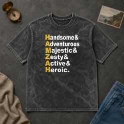 Awesome Hamzah Handsome Adventurous Majestic Zesty Active Heroic Washed T-Shirt