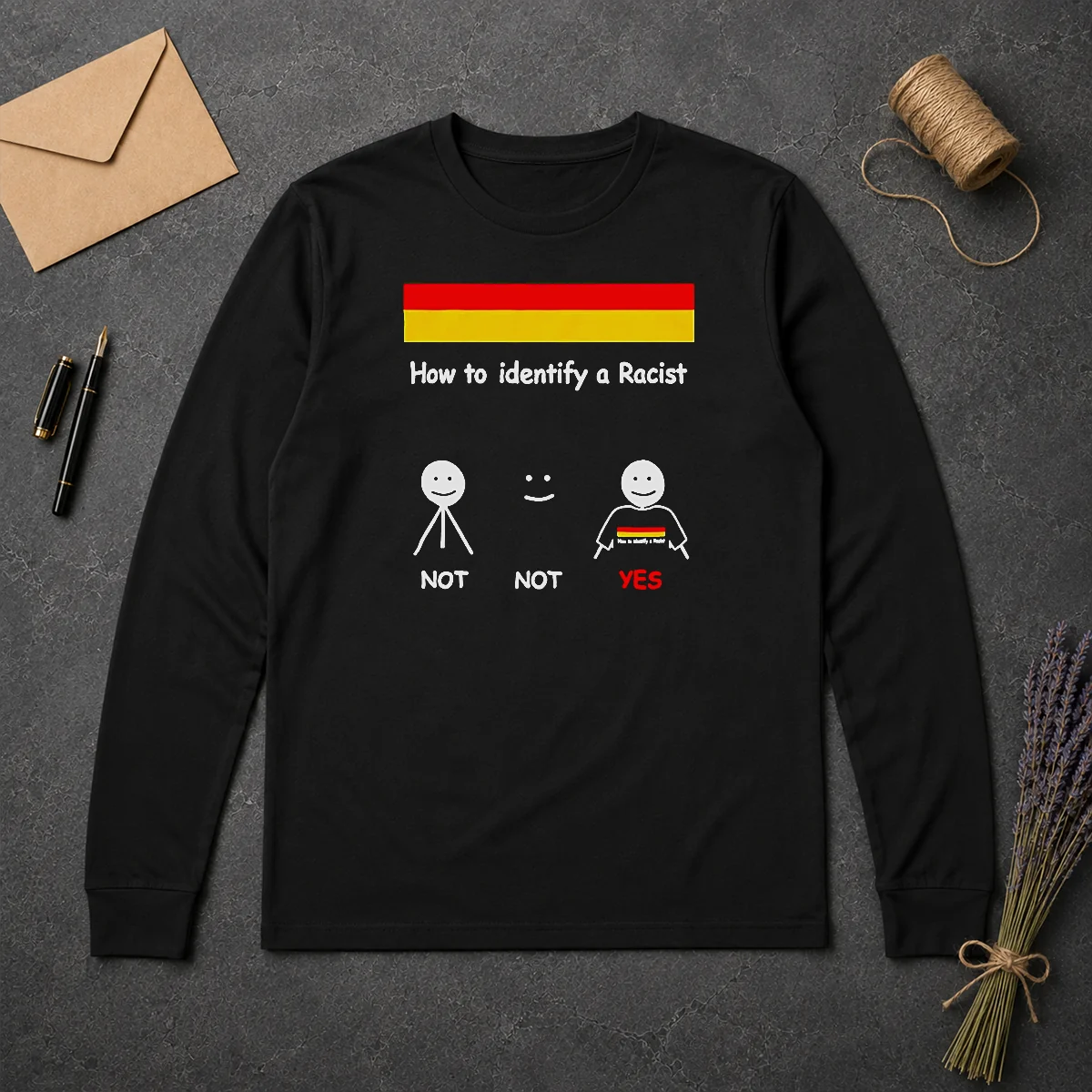 Awesome How To Identify A Racist Long Sleeve Shirt Awesome How To Identify A Racist long sleeve shirt in black with bold white text on front, displayed on a flat lay background
