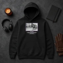 Awesome Marvin Heemeyer Killdozer Komatsu D355A Granby Colorado 2004 Muffler printed on a black pullover hoodie