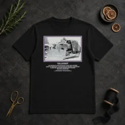 Awesome Marvin Heemeyer Killdozer Komatsu D355A Granby Colorado 2004 Muffler t shirt in black cotton short sleeve