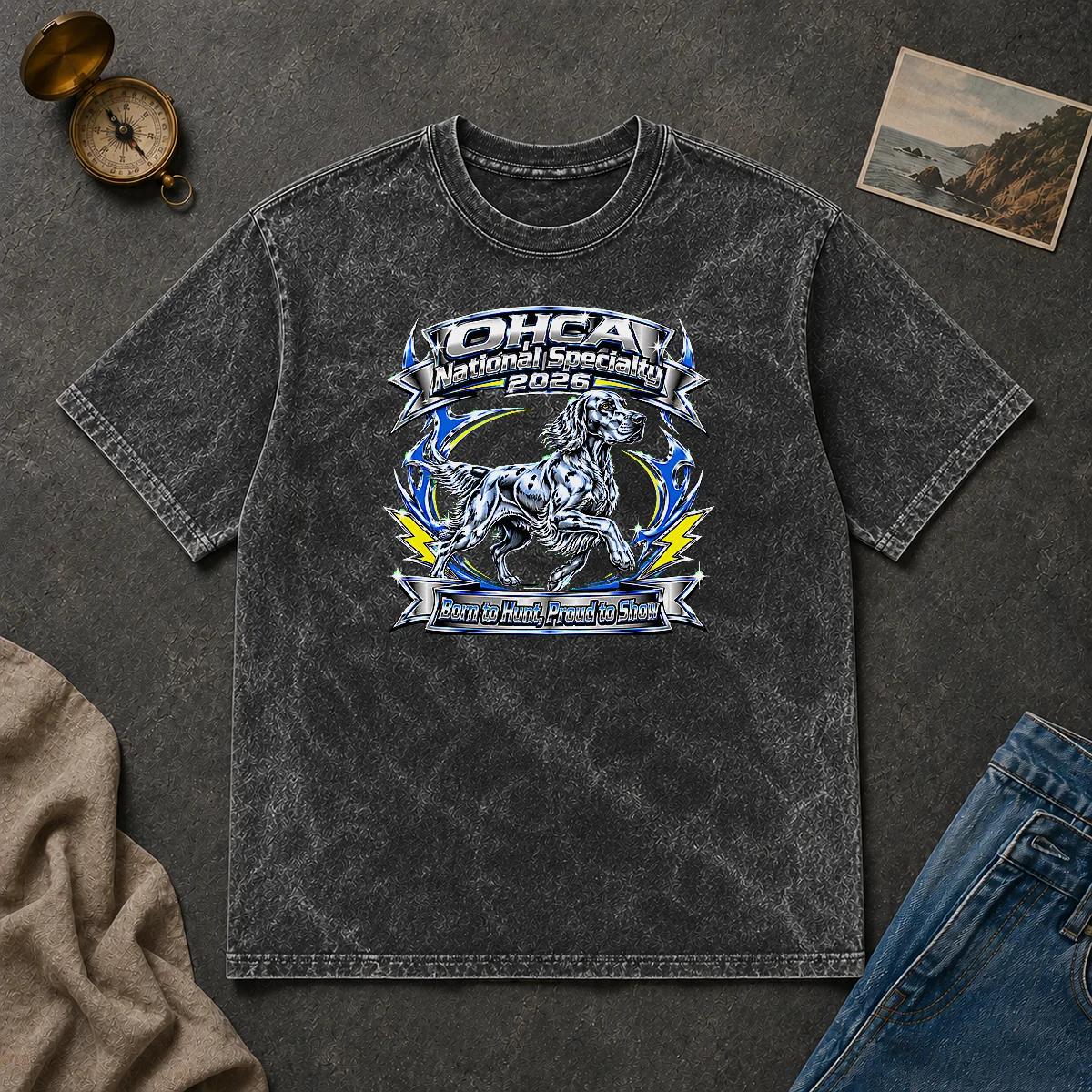 Awesome Pretty OHCA National Specialty 2026 Hunting Dog Pride Retro Washed T Shirt Awesome Pretty OHCA National Specialty 2026 Hunting Dog Pride Retro design on a soft washed t shirt