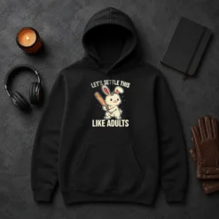 Awesome Rabbit Holding Baseball Bat Let'S Settle This Like Adults Hoodie