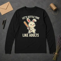 Awesome Rabbit Holding Baseball Bat Let'S Settle This Like Adults Long Sleeve Shirt