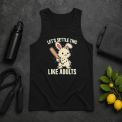 Awesome Rabbit Holding Baseball Bat Let'S Settle This Like Adults Tank Top