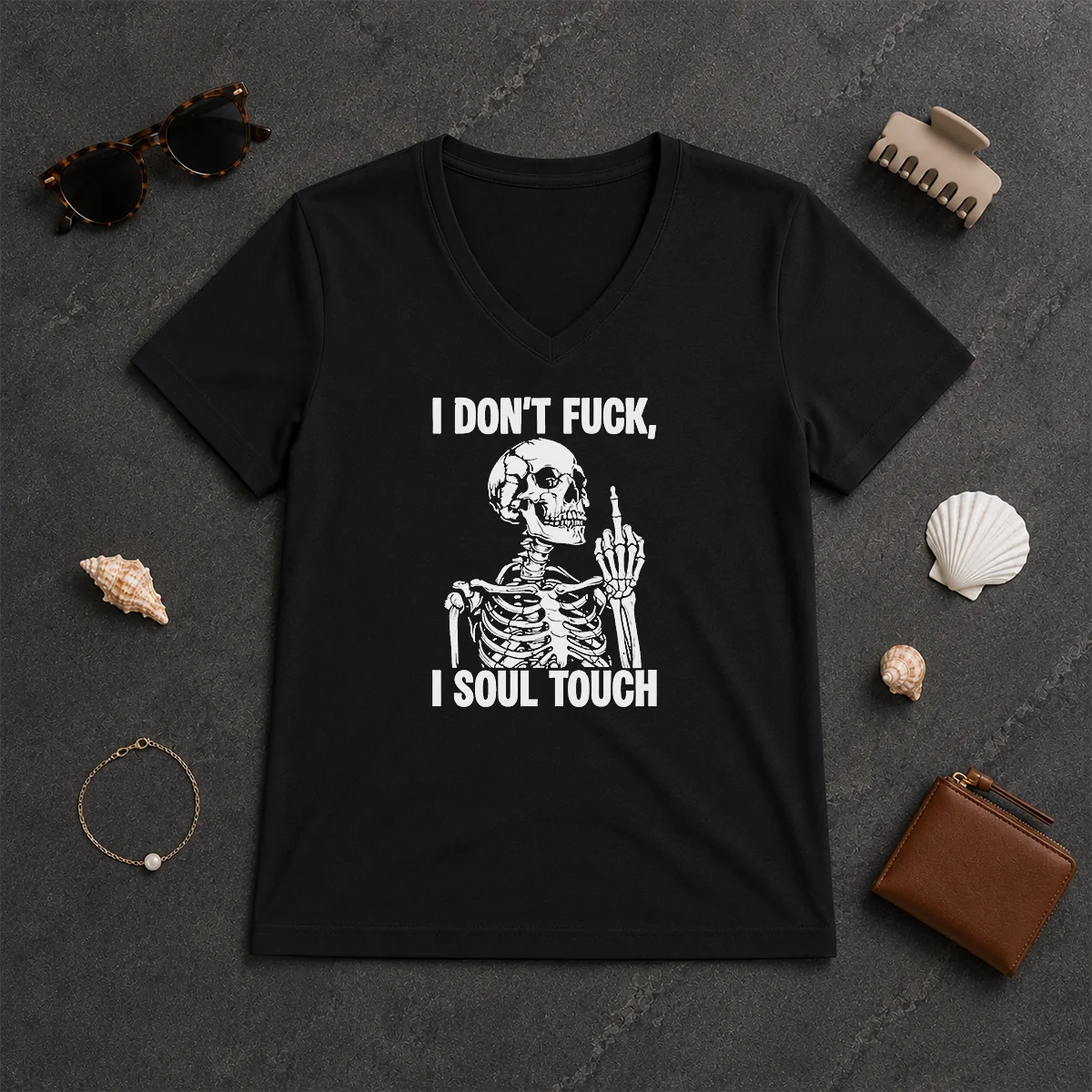 Awesome Skeleton I Dont Fck I V-Neck Shirt Awesome Skeleton I Dont Fck I V-Neck Shirt