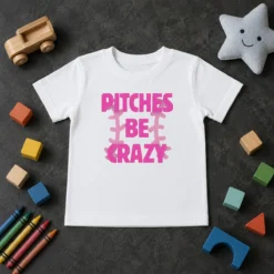 Awesome Softball Apparel Pitches Be Crazy Kids T-Shirt