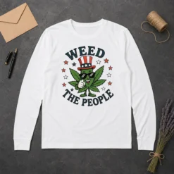 Awesome Weed The People Cannabis Uncle Sam Character Patriotic Leaf Symbol Long Sleeve Shirt