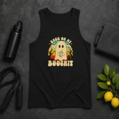 Funny Awesome Back On My Booshit Retro Ghost Drinking Boba Tea Tank Top