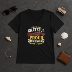 Funny Family Celebration Grateful Grandchildren Vector V-Neck Shirt