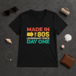 Funny Made In The 80s Legendary Since Day One V-Neck Shirt